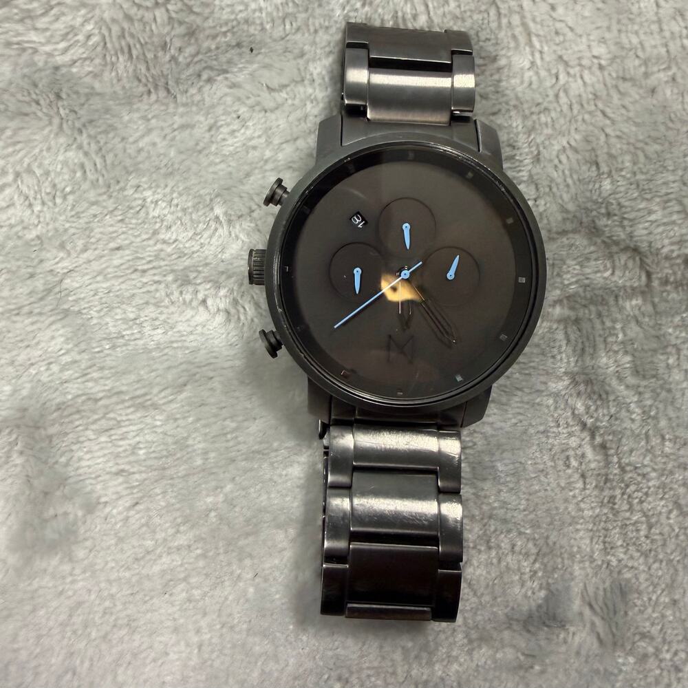 MVMT Chrono Mens Watch Black Gunmetal Stainless Steel Chronograph Needs Battery